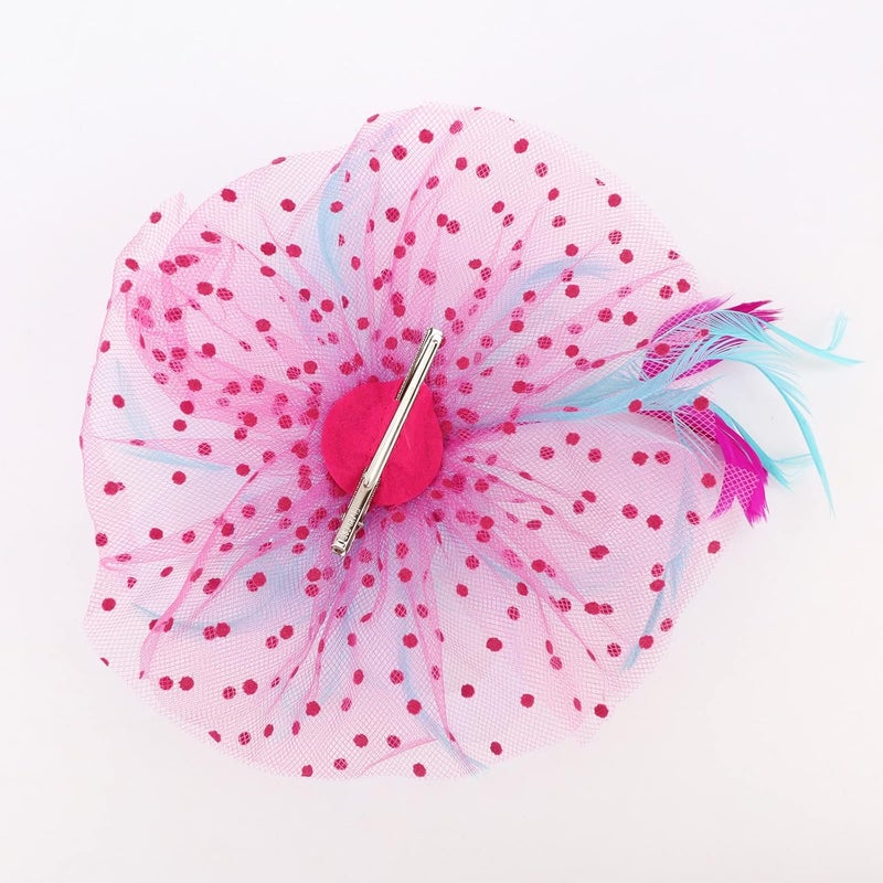 DRESHOW Fascinators Hat Flower Mesh Ribbons Feathers on a Headband and a Clip Tea Party Headwear for Girls and Women - Image 3
